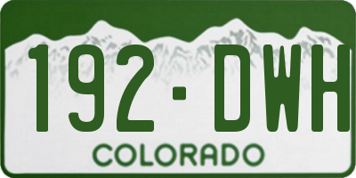 CO license plate 192DWH