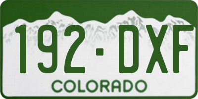 CO license plate 192DXF