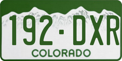 CO license plate 192DXR