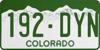 CO license plate 192DYN