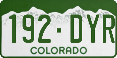 CO license plate 192DYR