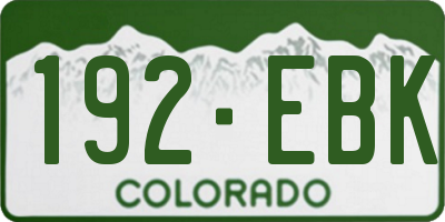 CO license plate 192EBK