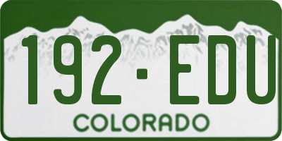 CO license plate 192EDU