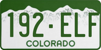 CO license plate 192ELF