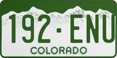 CO license plate 192ENU