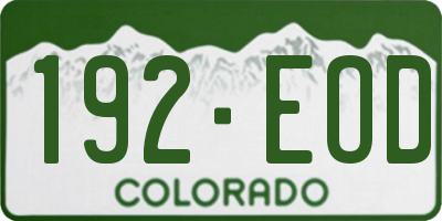 CO license plate 192EOD