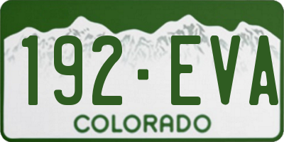 CO license plate 192EVA