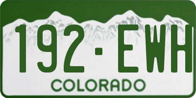 CO license plate 192EWH