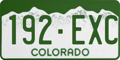 CO license plate 192EXC