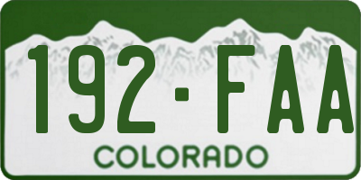 CO license plate 192FAA