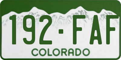 CO license plate 192FAF