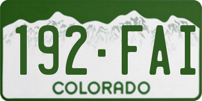 CO license plate 192FAI