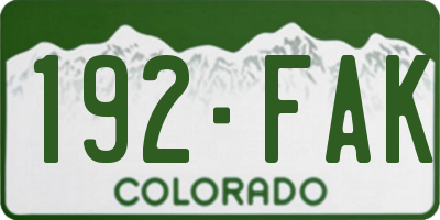 CO license plate 192FAK