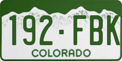 CO license plate 192FBK