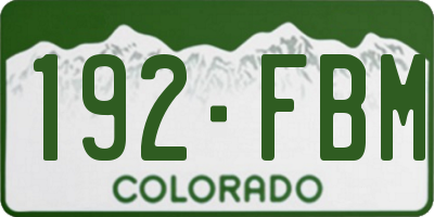 CO license plate 192FBM
