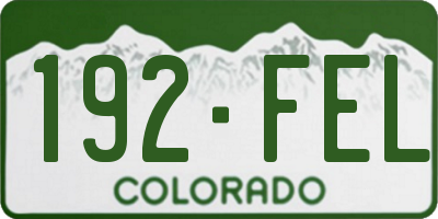 CO license plate 192FEL