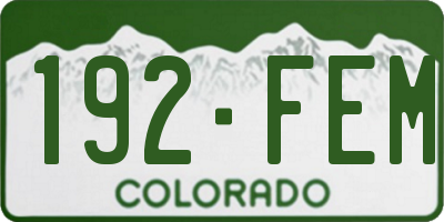 CO license plate 192FEM