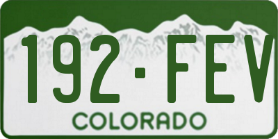 CO license plate 192FEV
