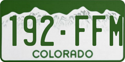 CO license plate 192FFM