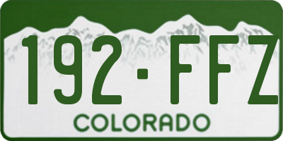 CO license plate 192FFZ