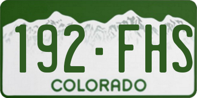 CO license plate 192FHS