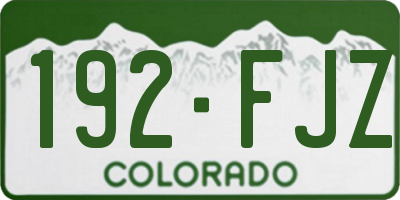 CO license plate 192FJZ