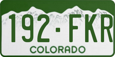 CO license plate 192FKR