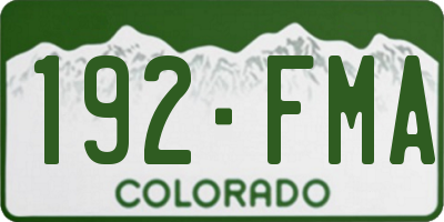 CO license plate 192FMA