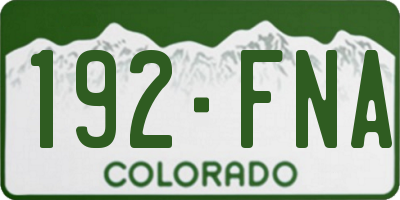 CO license plate 192FNA