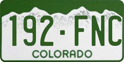 CO license plate 192FNC