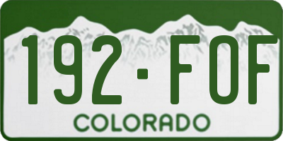 CO license plate 192FOF