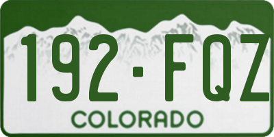 CO license plate 192FQZ