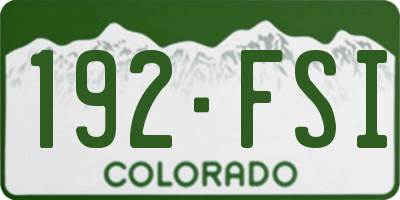 CO license plate 192FSI