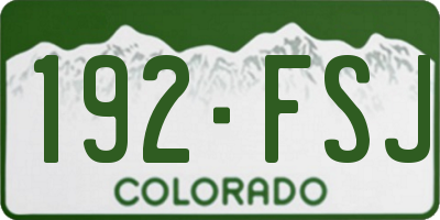 CO license plate 192FSJ