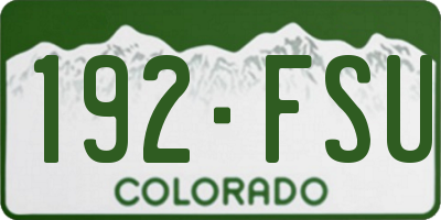 CO license plate 192FSU