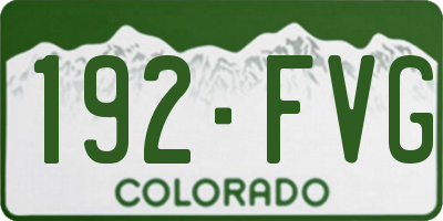 CO license plate 192FVG