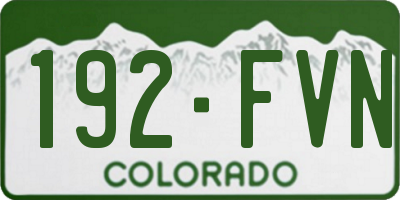 CO license plate 192FVN