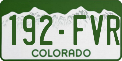 CO license plate 192FVR