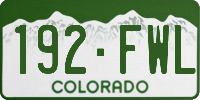 CO license plate 192FWL