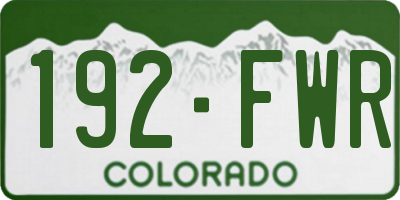 CO license plate 192FWR