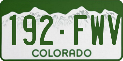 CO license plate 192FWV
