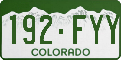 CO license plate 192FYY