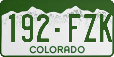 CO license plate 192FZK