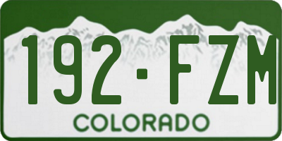CO license plate 192FZM