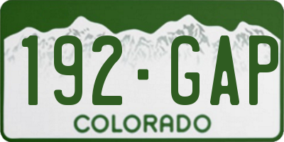 CO license plate 192GAP