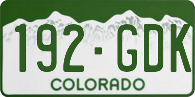 CO license plate 192GDK