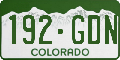 CO license plate 192GDN