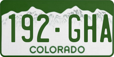 CO license plate 192GHA