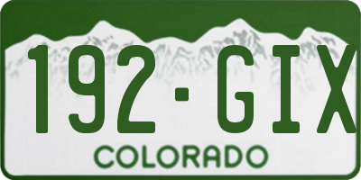 CO license plate 192GIX