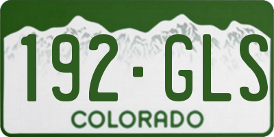 CO license plate 192GLS